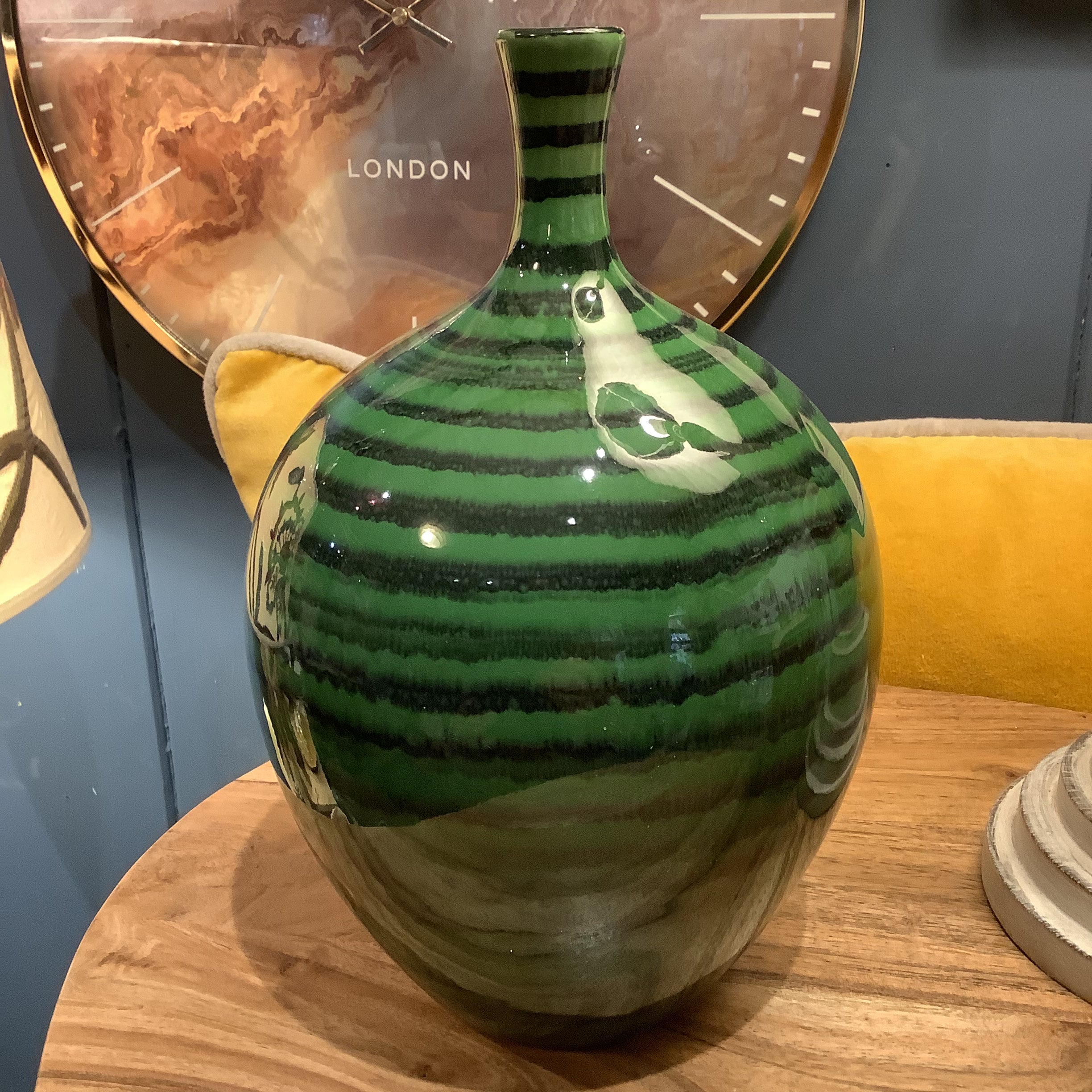 Green Striped Vases