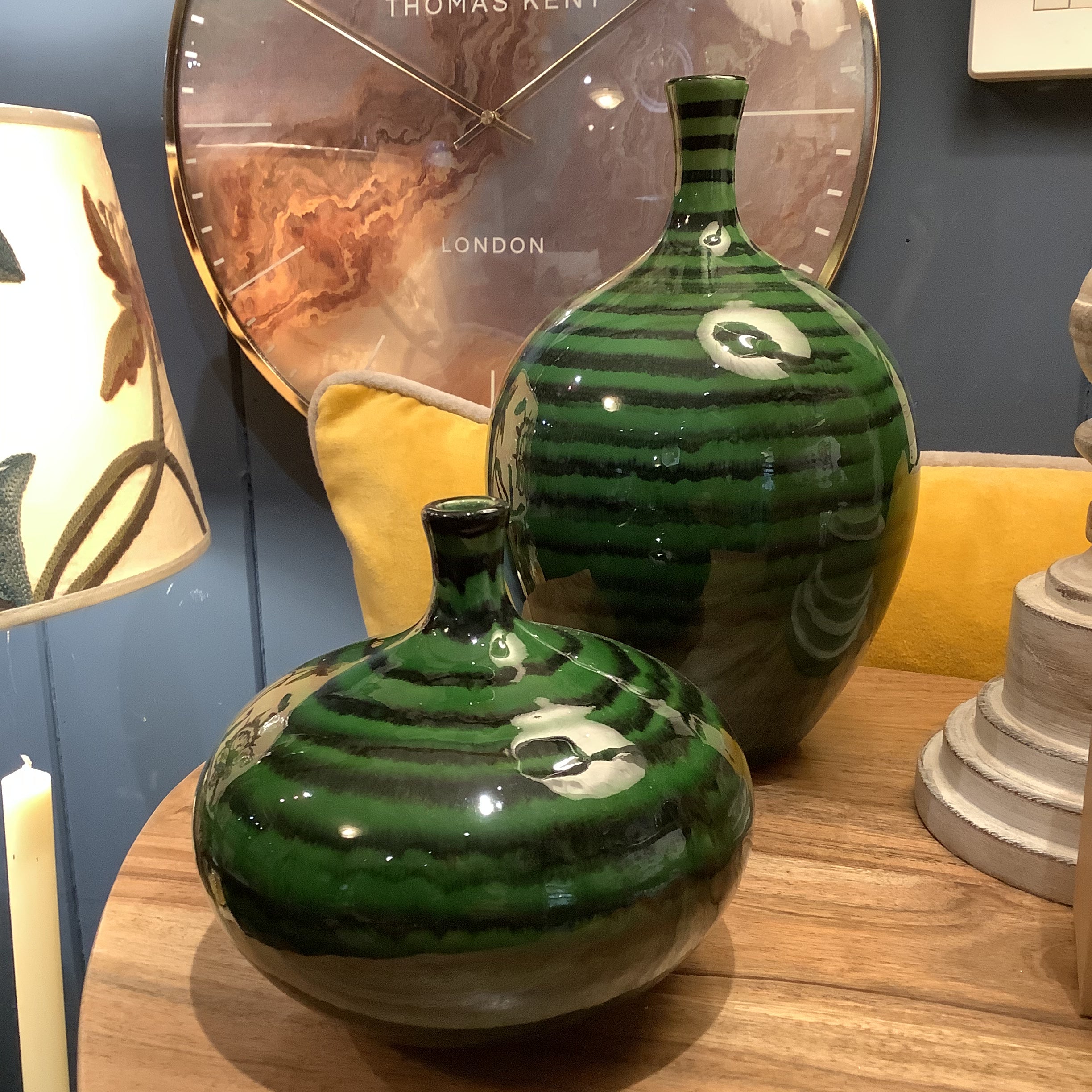 Green Striped Vases